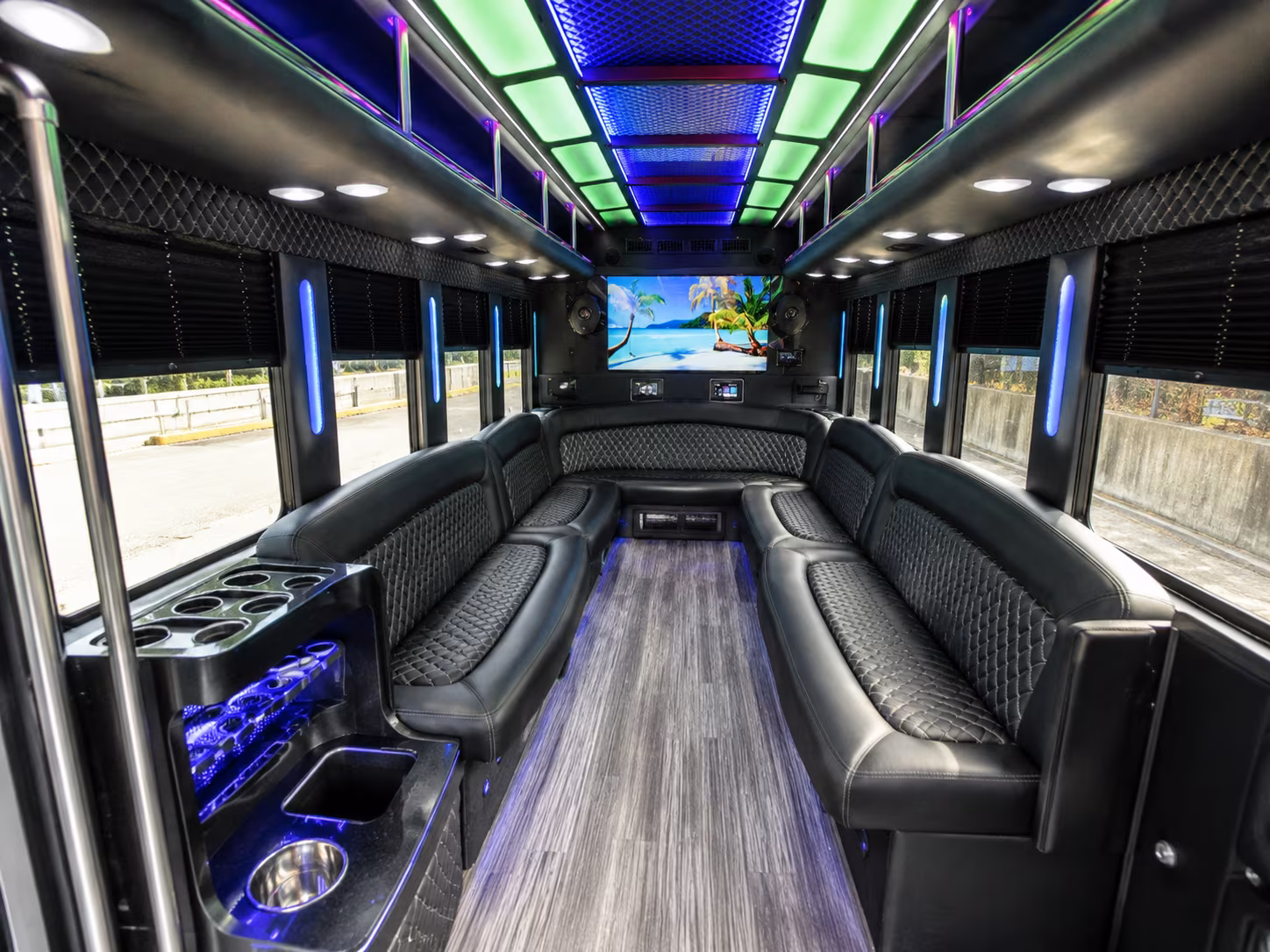 oxnard 18 passenger party bus inside